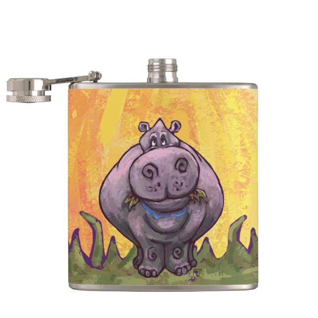 Hippopotamus Gifts & Accessories Hip Flask (Opened)