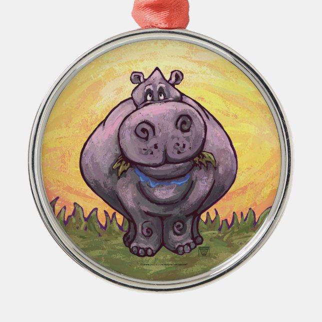 Hippopotamus Gifts & Accessories Metal Ornament (Front)