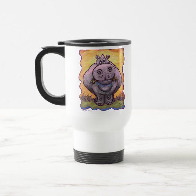 Hippopotamus Gifts & Accessories Travel Mug (Left)