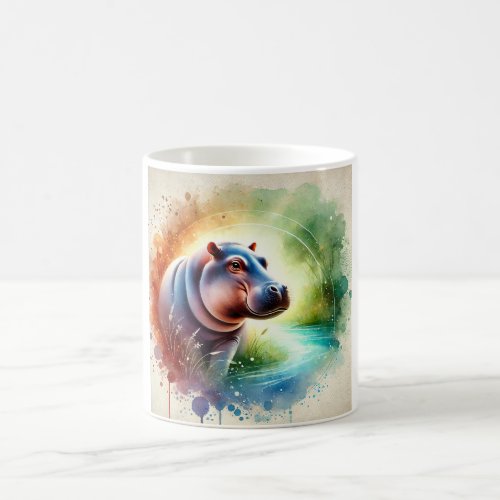 Hippopotamus Harmony 070724AREF126 _ Watercolor Coffee Mug