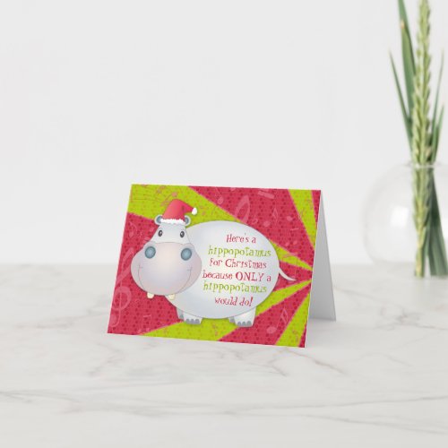 Hippopotamus Hippo Christmas Xmas Greeting Card