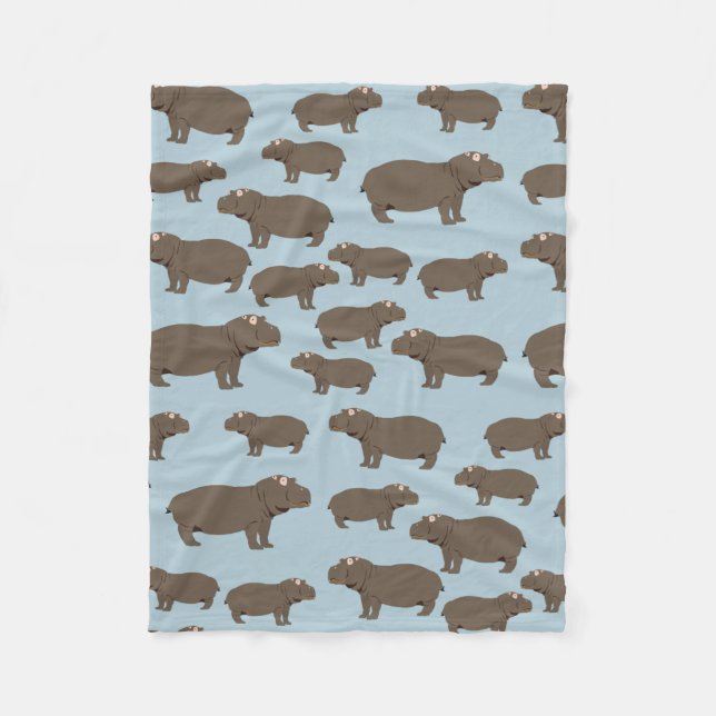 Hippopotamus Hippo Pattern  Fleece Blanket (Front)