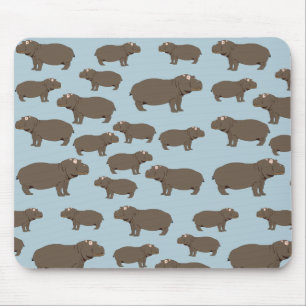 Hippopotamus Hippo Pattern Mouse Pad