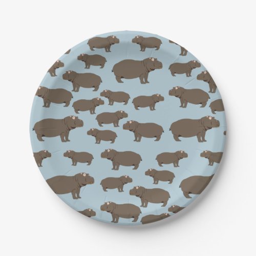 Hippopotamus Hippo Pattern  Paper Plates