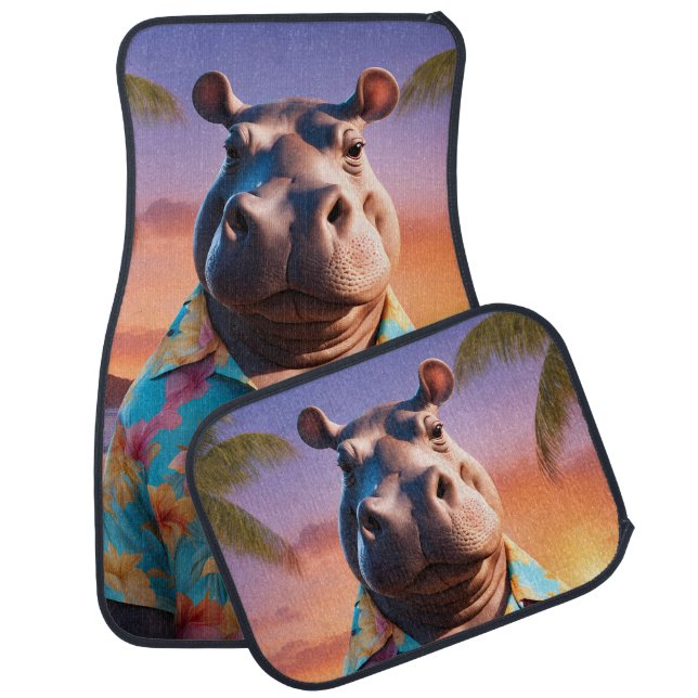Hippopotamus Holiday Car Floor Mat (Set)