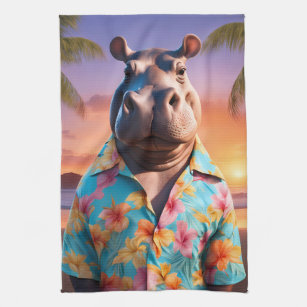 Hippopotamus Holiday Kitchen Towel