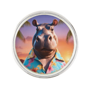 Hippopotamus Holiday Lapel Pin