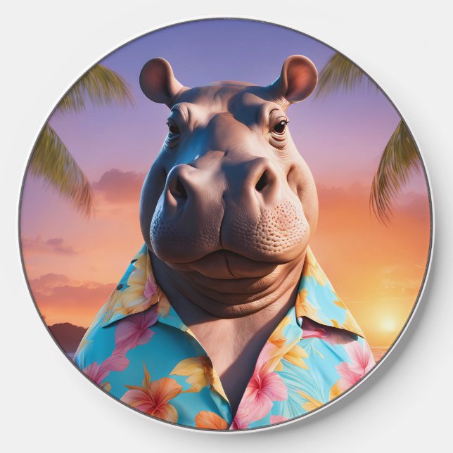 Hippopotamus Holiday Wireless Charger (Front)