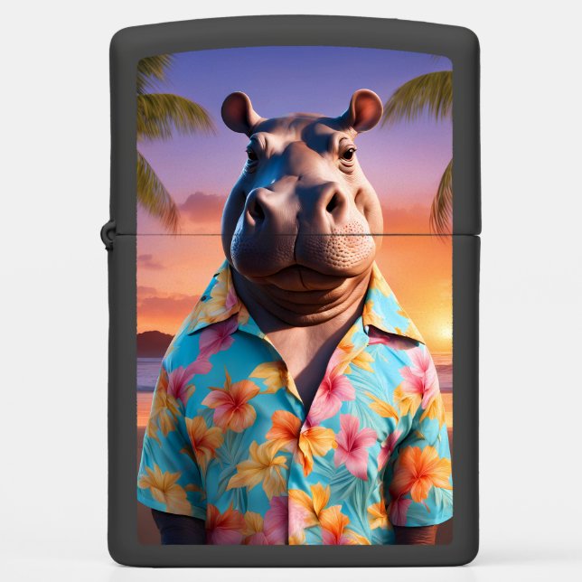 Hippopotamus Holiday Zippo Lighter (Front)