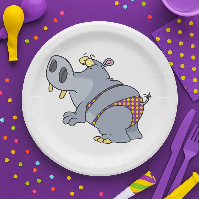 Hippopotamus In A Bikini Paper Plates (Creator Uploaded)