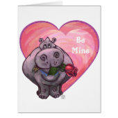 Hippopotamus Large Valentine's Day Cards (Front)