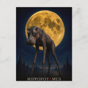 Hippopotamus Monocle gothic Surreal Postcard