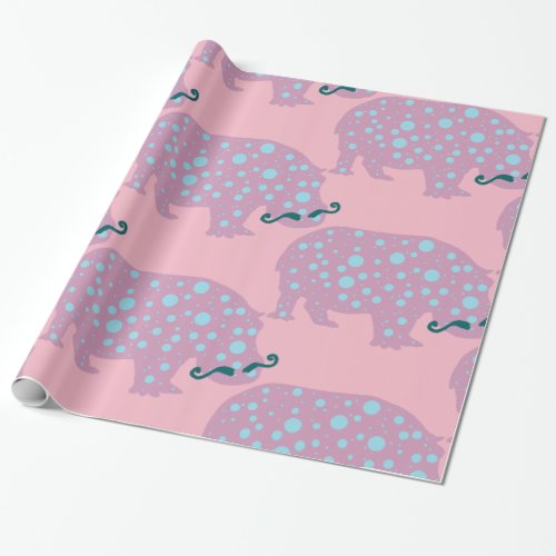 Hippopotamus moustache Glossy Wrapping Paper