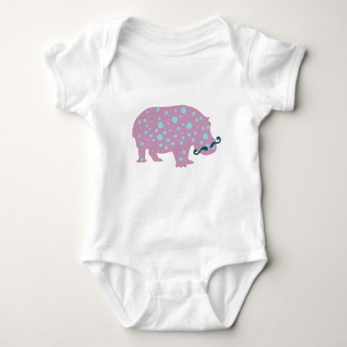 Hippopotamus mustache Baby Jersey Bodysuit White Baby Bodysuit