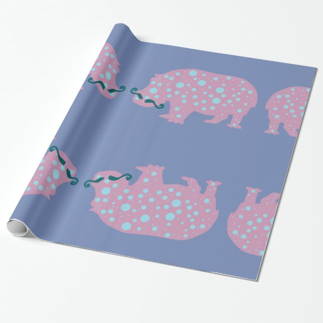 Hippopotamus mustache Glossy Wrapping Paper (Unrolled)
