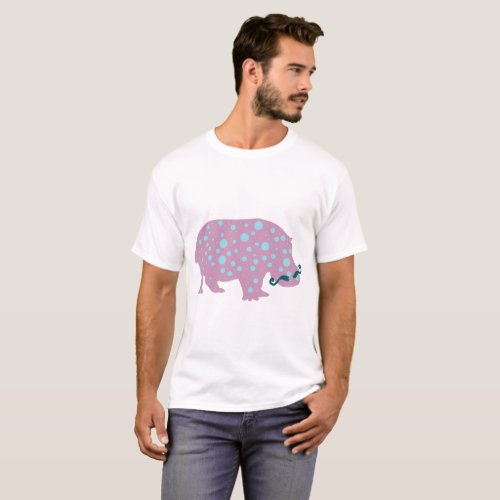 Hippopotamus mustache Mens Basic T_Shirt White T_Shirt