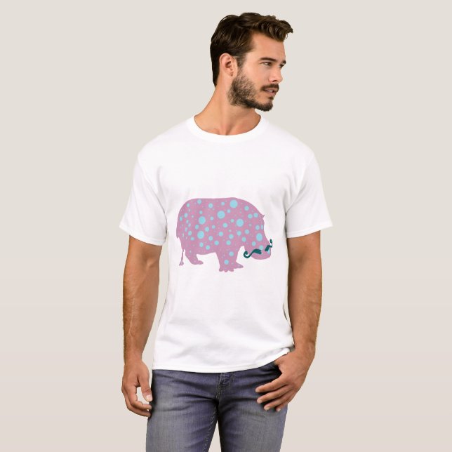 Hippopotamus mustache Men's Basic T-Shirt, White T-Shirt (Front Full)