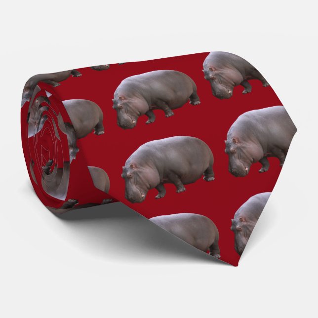 hippopotamus neck tie (Rolled)