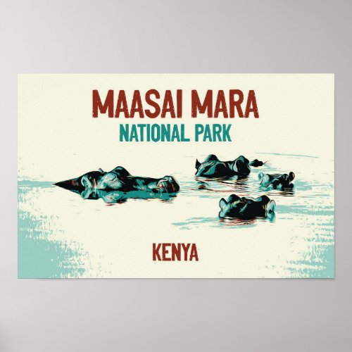 Hippopotamus of Kenya in Maasai Mara National Park Poster