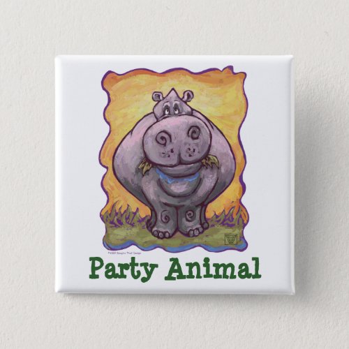 Hippopotamus Party Animal Pinback Button