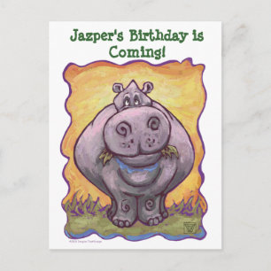 Hippopotamus Party Center Announcement Postcard