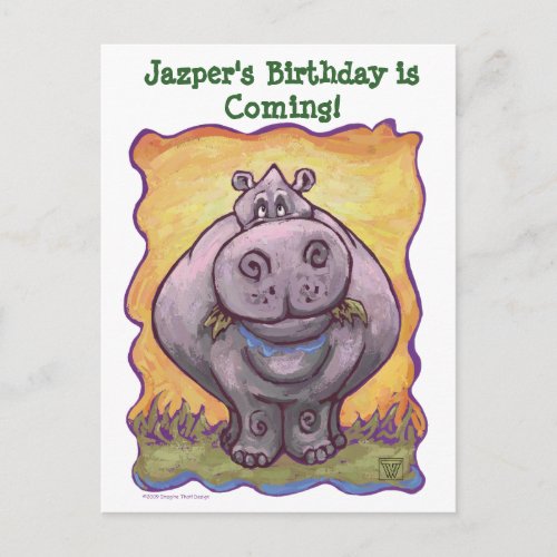 Hippopotamus Party Center Announcement Postcard