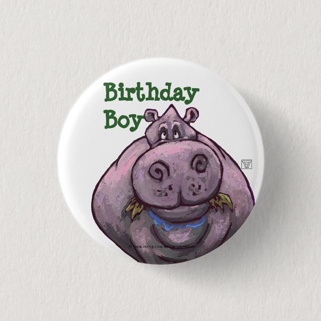 Hippopotamus Party Center Button (Front)