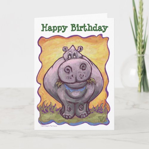 Hippopotamus Party Center Card