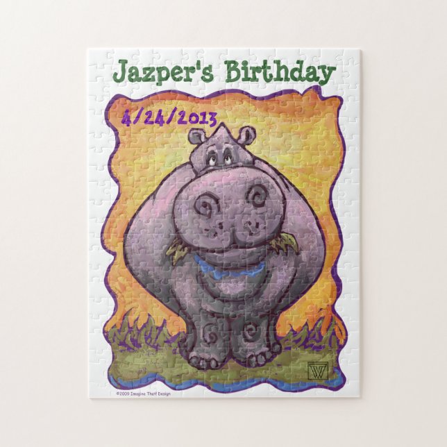 Hippopotamus Party Center Jigsaw Puzzle (Vertical)