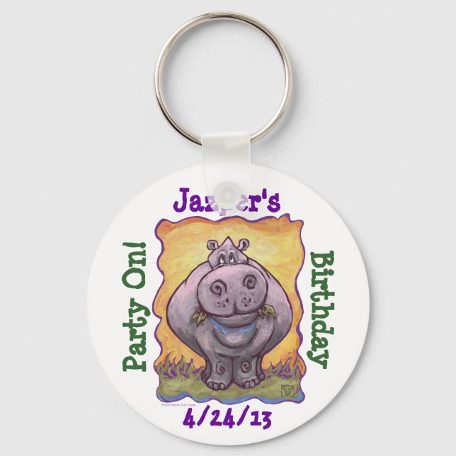 Hippopotamus Party Center Keychain (Front)