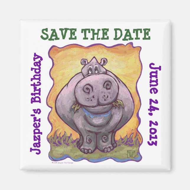 Hippopotamus Party Center Magnet (Front)