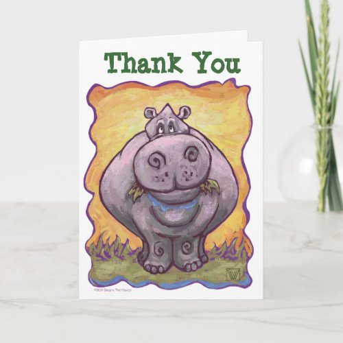 Hippopotamus Party Center Thank You Card