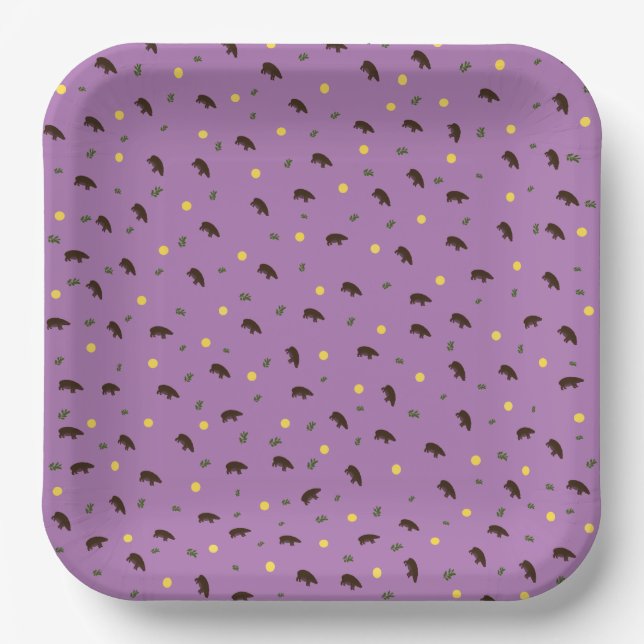 Hippopotamus pattern paper plates (Front)