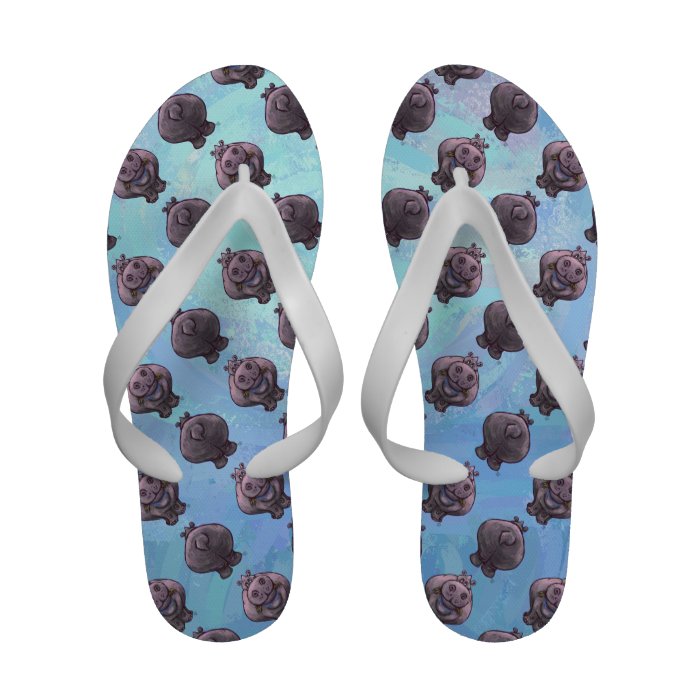 Hippopotamus Patterns Flip Flops