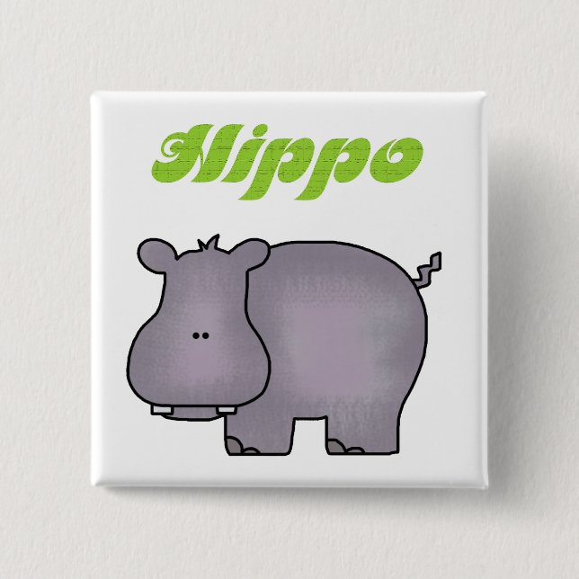Hippopotamus Pinback Button (Front)