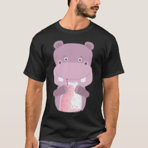 Hippopotamus Pocket Animal horse racing horseman  T-Shirt