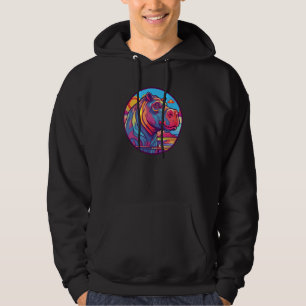 Hippopotamus Pop Vintage Cute Hippo Safari Animal Hoodie