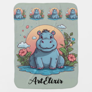 Hippopotamus Scenic Print Baby Blanket