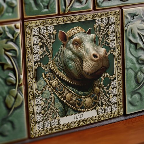 Hippopotamus Spirit Personalizable Name Ceramic Tile