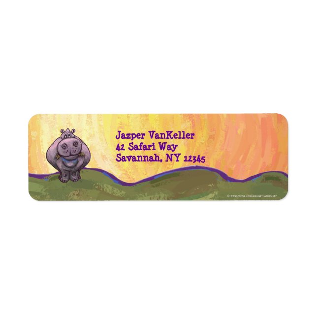 Hippopotamus Stationery Label (Front)