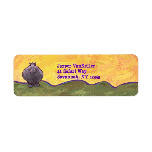Hippopotamus Stationery Label (Front)