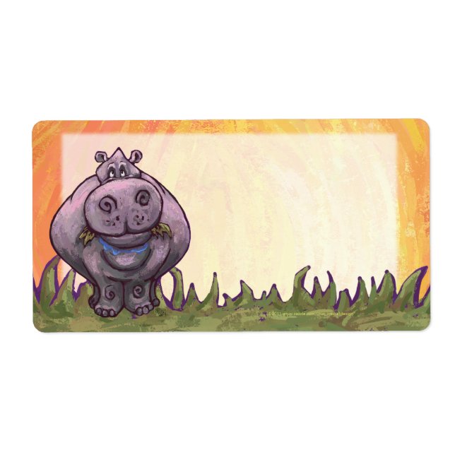 Hippopotamus Stationery Label (Front)