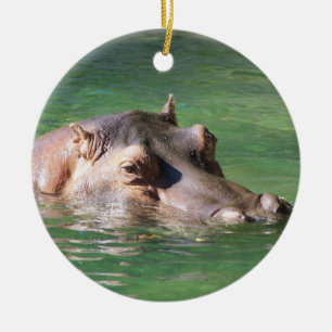 Hippopotamus Swimming On The Surface Ceramic Ornament