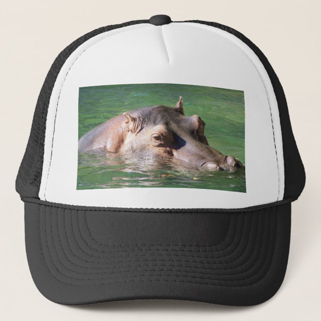 Hippopotamus Swimming On The Surface Trucker Hat (Front)