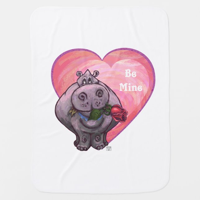 Hippopotamus Valentine's Day Baby Blanket (Front)