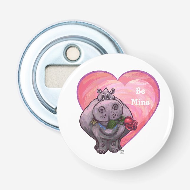 Hippopotamus Valentine's Day Bottle Opener (Front)