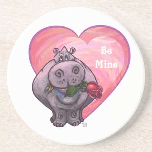 Hippopotamus Valentines Day Coaster