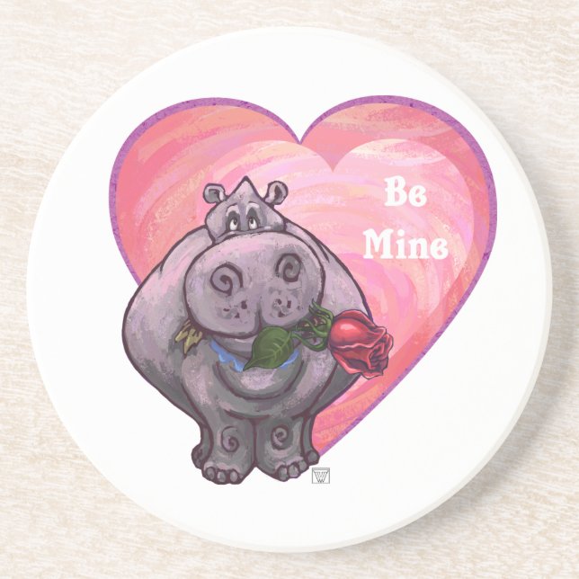 Hippopotamus Valentine's Day Coaster (Front)
