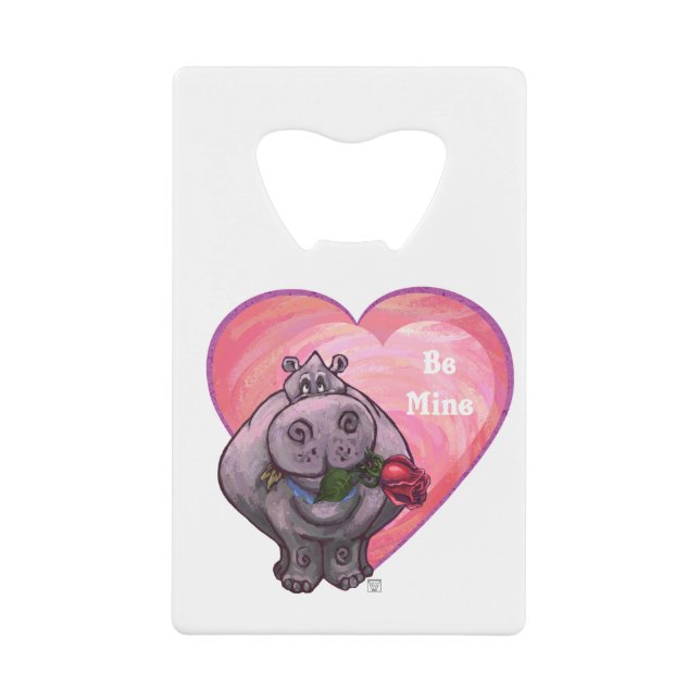 Hippopotamus Valentine's Day Credit Card Bottle Opener (Front)