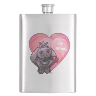 Hippopotamus Valentine's Day Hip Flask